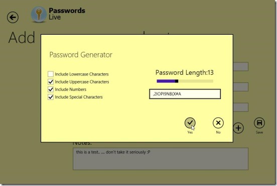 PasswordsLive - inbuilt password generator