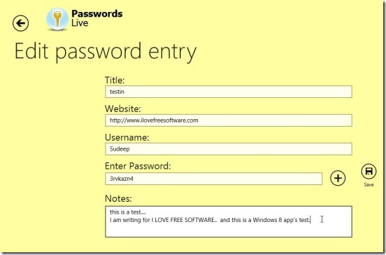 PasswordsLive - saving password and details