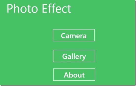 Photo Effect for Win8 - MAIN SCREEN