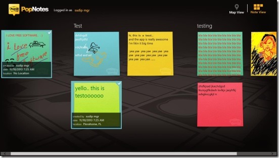 Post-it® PopNotes App - main screen
