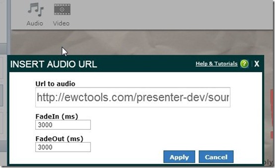 Presenter-online presentation maker- add audio file