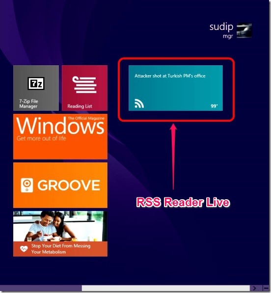 RSS Reader Live - live tile