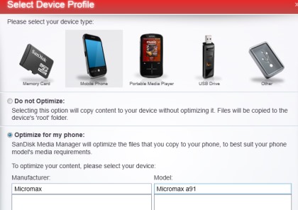 SanDisk Media Manager- optimize files for device