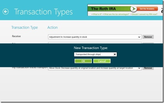 Simple Inventory Control - creating new transaction type