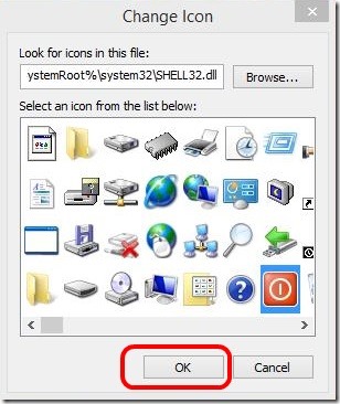 Slide To Shutdown - choosing shortcut icon