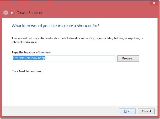 Slide To Shutdown - choosing shortcut location