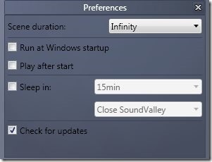 Sound Valley-nature sounds-preference page