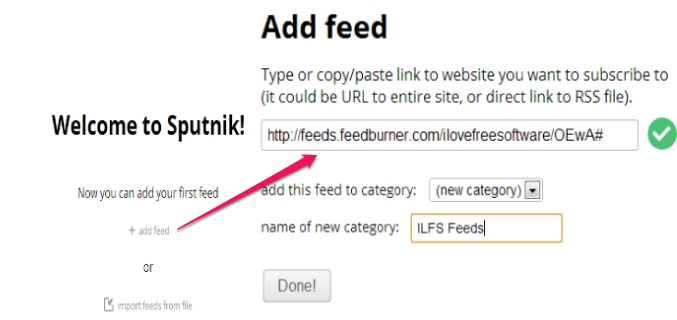 Sputnik- add feed or import file