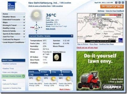The Weather channel desktop