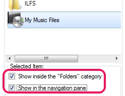 This PC Tweak- show selected item in navigation pane and in folders category