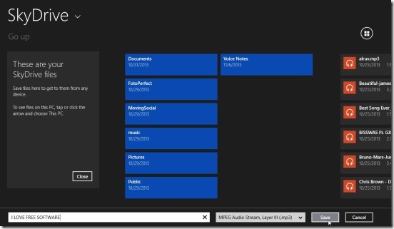 Voice Notes for SkyDrive - saving voice note in mp3 format