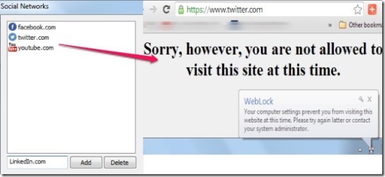 WebLock- block Facebook or other social networks
