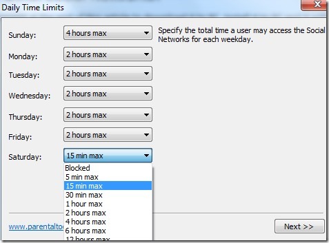 WebLock- set daily time limits