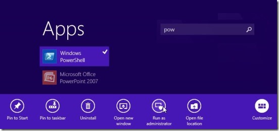 Windows 8 tutorial - running PowerShell as Admin