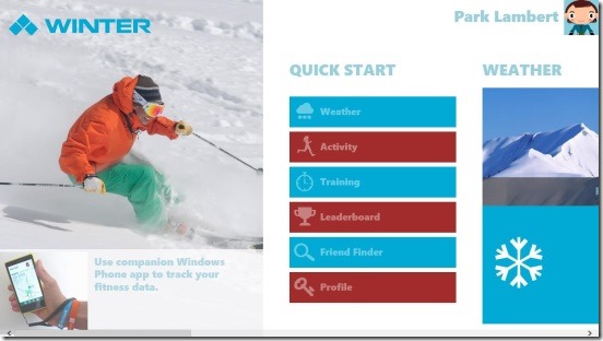 Winter Sports - main screen