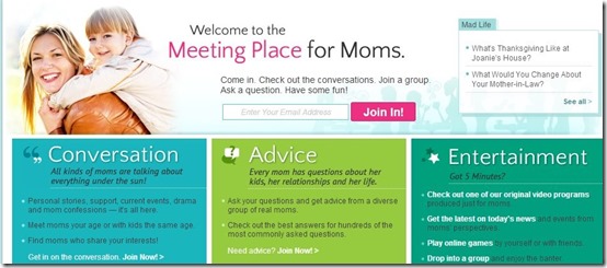 cafemom-social network for moms-home page