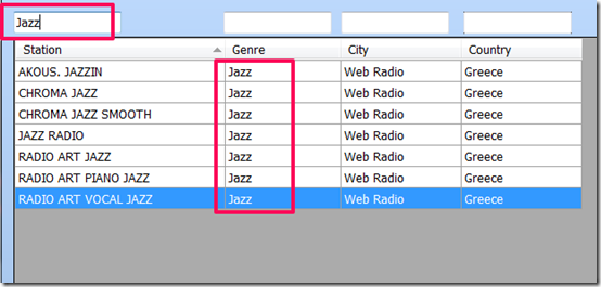 freeRadio- radio app-filter list