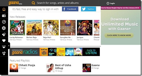 gaana.com-listen to music online-home page