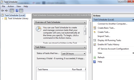 open task scheduler window