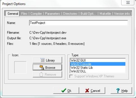 Dev-C++ - IDE - Project Options