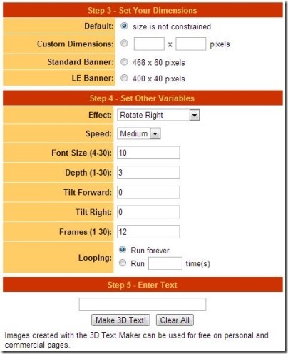 3dTextMaker interface