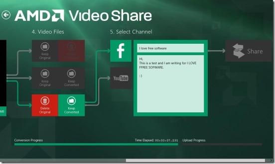 AMD Video Share - selecting channel and giving title, description