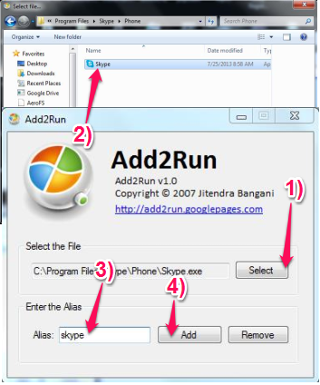 Add Programs To Run Box - Add2Run - Adding a program