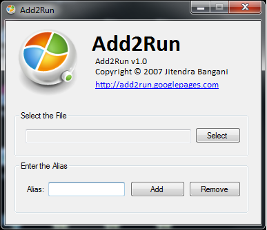 Add Programs To Run Box - Add2Run - Interface