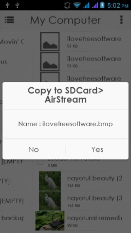AirStream- copy files to mobile