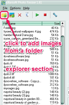 Altarsoft Photo Resizer- add images and view list in explorer section