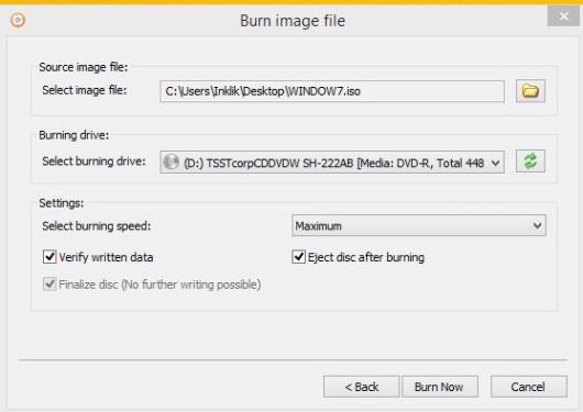 AnyBurn- burn image file