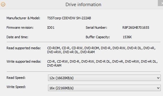 AnyBurn- view disc or drive information