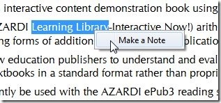 Azardi-ePub3 reader-make note