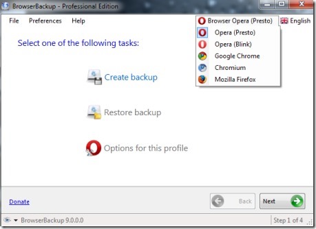 BrowserBackup-backup software-interface