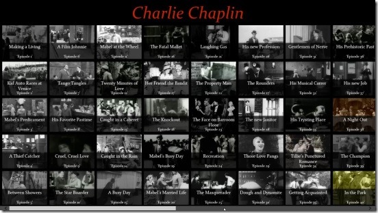 Charlie Chaplin - main screen