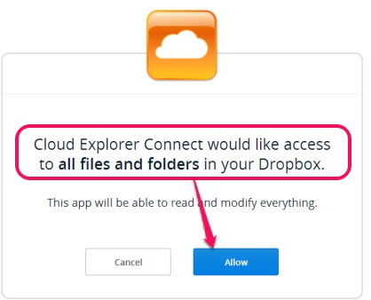 Cloud Explorer- connect with Dropbox