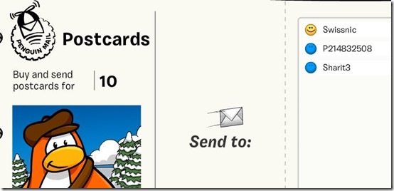 Club Penguin-social network for kids-send postcards