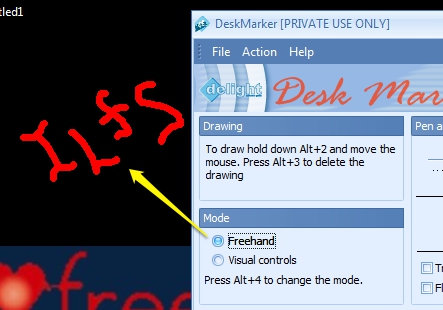 DeskMarker- draw on desktop using free hand mode