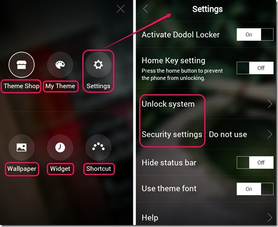 Dodol locker settings