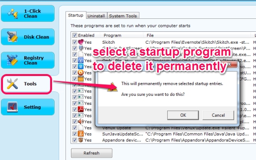 EasyPC Cleaner- manage startup entries