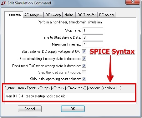 LTspice - Edit Simulation Command