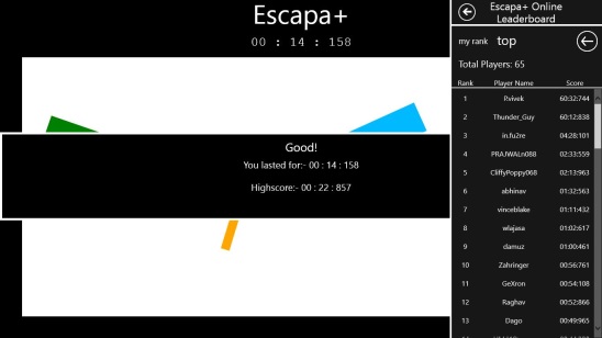 Escapa+ personal best and world leaderboard