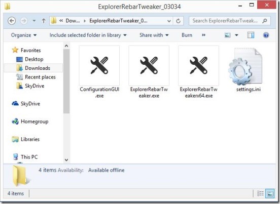 Explorer Rebar Tweaker - extracted files