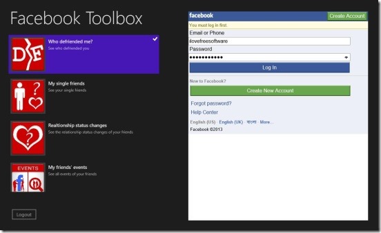 Facebook Toolbox - connecting to Facebook