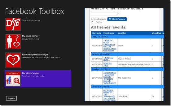 Facebook Toolbox - events
