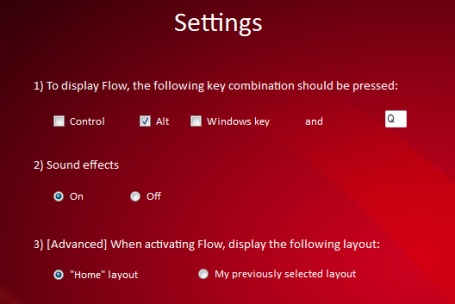 Flow- adjust settings