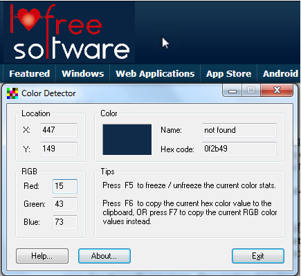 Free Color Detector For Windows - Color Detector - Interface