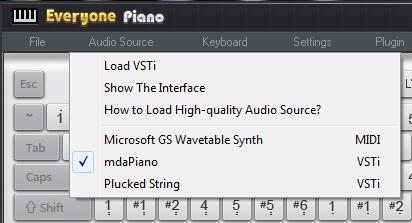 Free Computer Keyboard Piano - Everyone Piano - Choosing the audio source