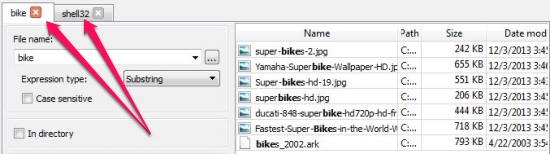 Free File Search Utility - FileSearchy - Tabs