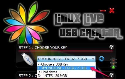 Free Live Linux USB Creator - LiLi - Choosing the key
